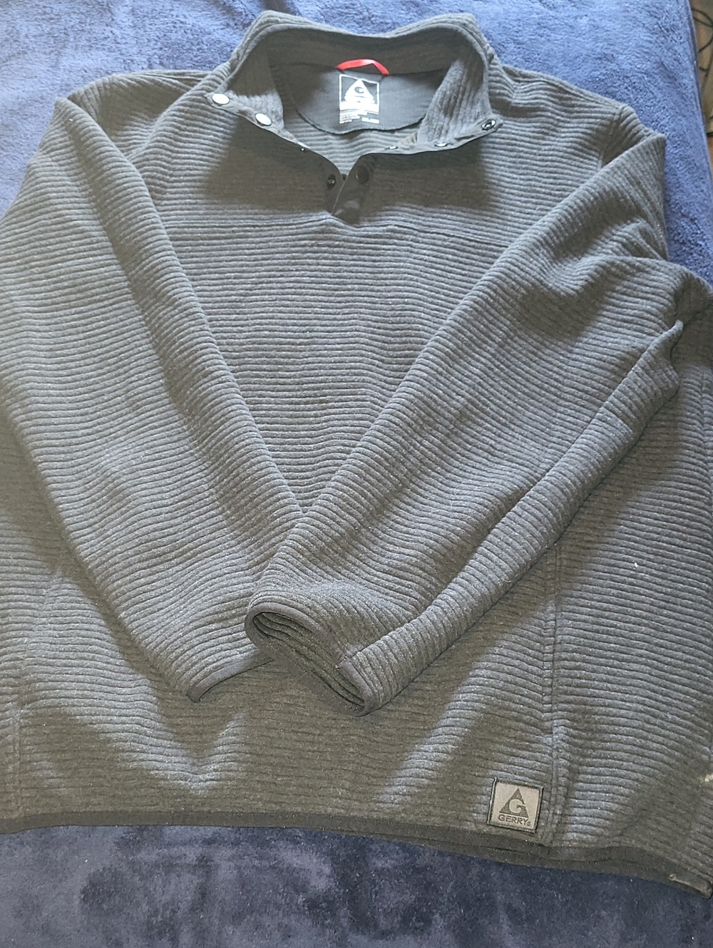 Gerry Weber Men's Charcoal Ribbed Zip-Neck Sweater